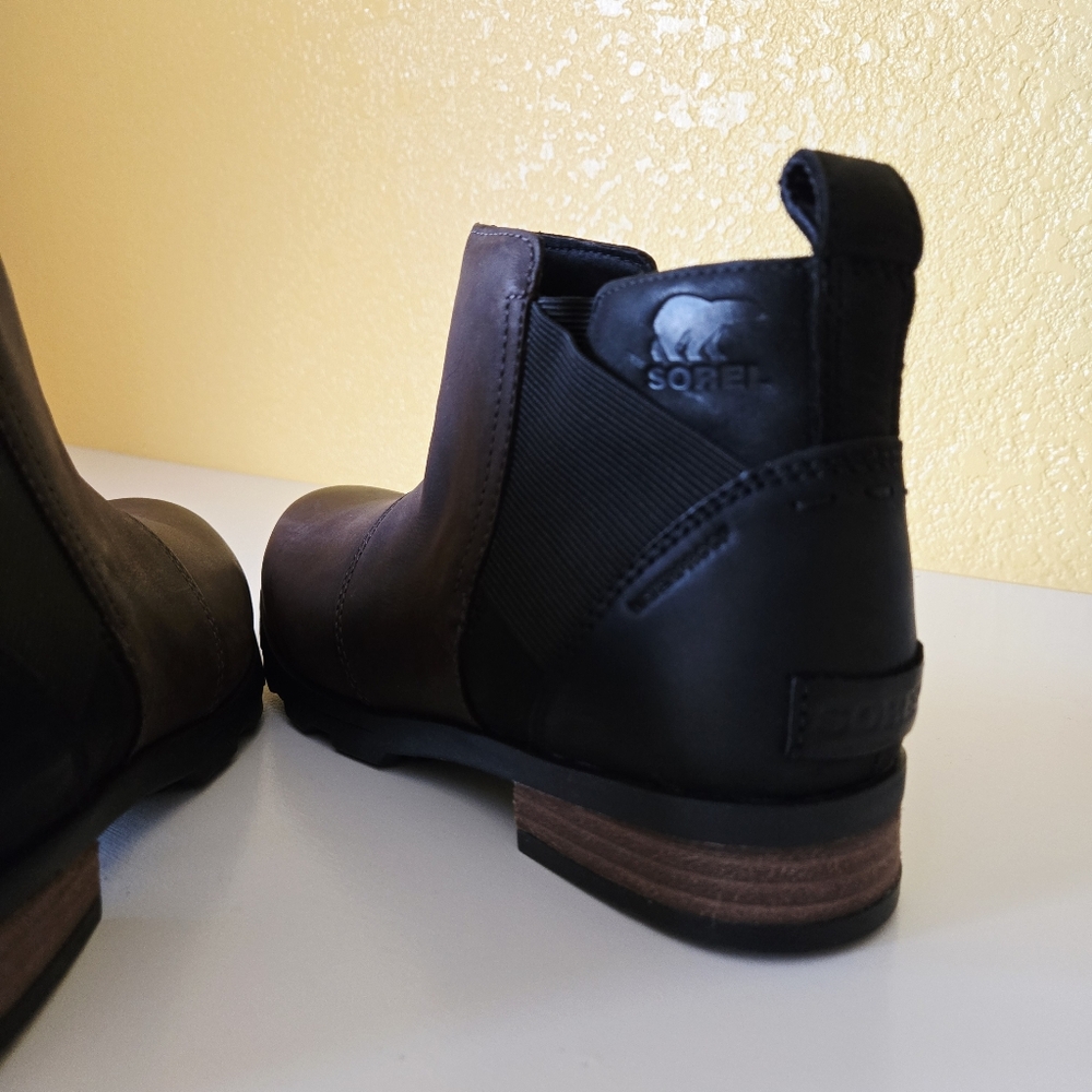 Sorel Emelie Women’s Chelsea Lug Sole blackened brown Waterproof Boots Size 8 - Picture 14 of 16